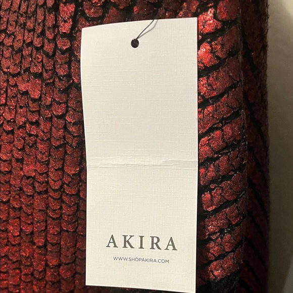 Elegant Red Mock Neck Floor Length Top w/ Side Pockets - Picture 6 of 9